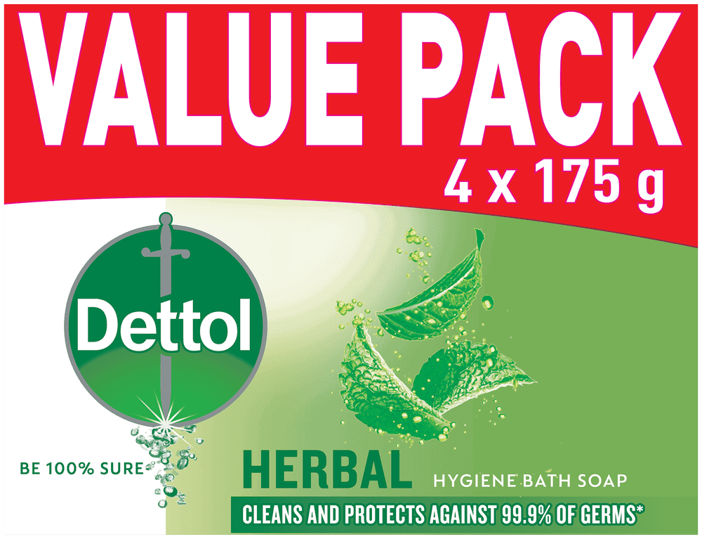 Dettol Herbal Hygiene Bath Bar Soap 4 x 175g