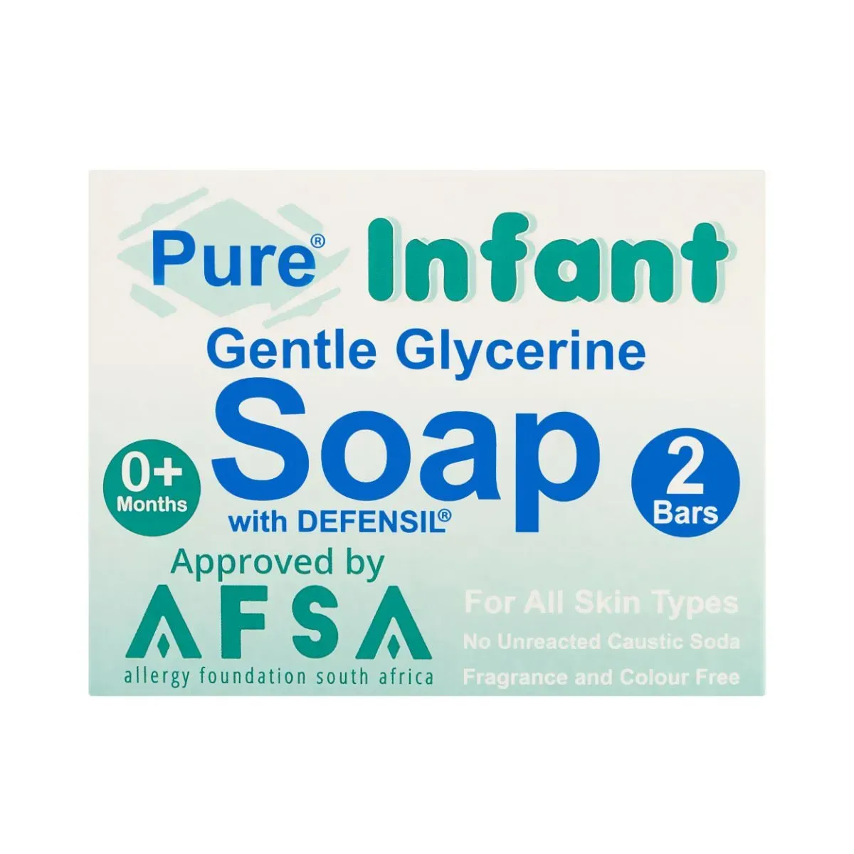 Front of Reitzer Pure Infant Gentle Glycerine Soap 2 x 100 g box on white background