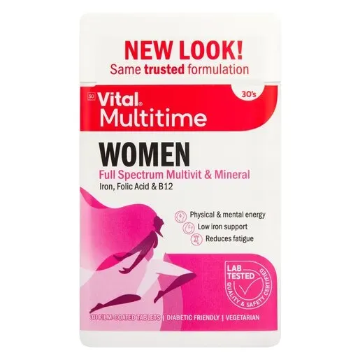 Front of Vital Multitime Women Multivitamin 30 tablets pack