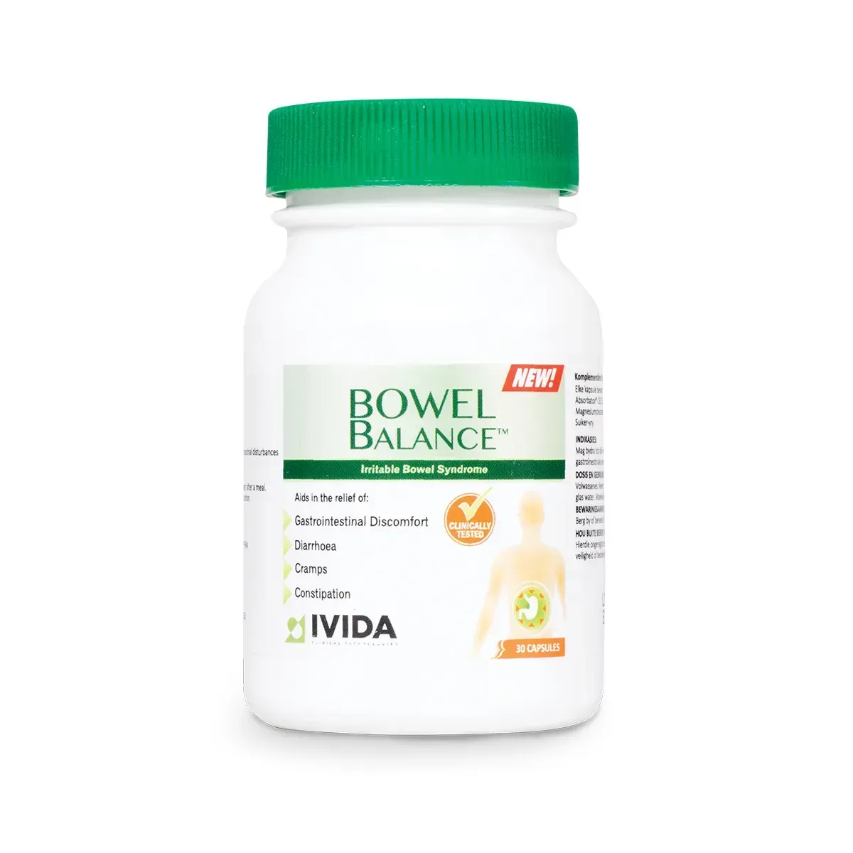 Front of Sun Pharmaceutical Bowel Balance 30 capsules bottle