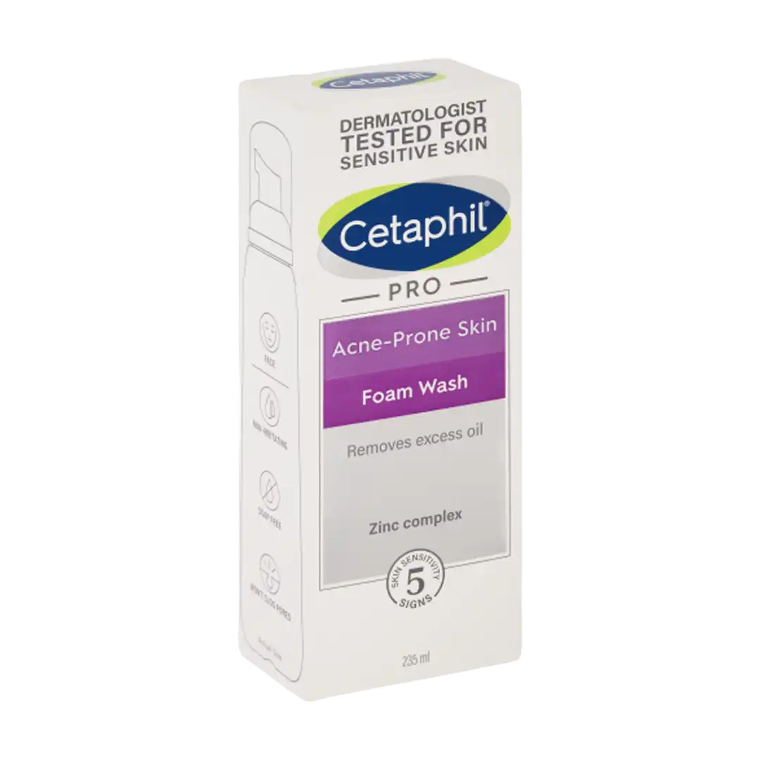 Angled view of Cetaphil PRO Acne-Prone Skin Foam Wash 235 ml box
