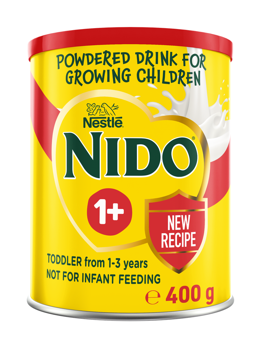 Front of Nestlé NIDO 1+ Powdered Growing Milk Drink 400 g tin, high resolution studio shot