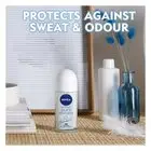 NIVEA roll-on deodorant shown on bathroom shelf, variant not clearly legible