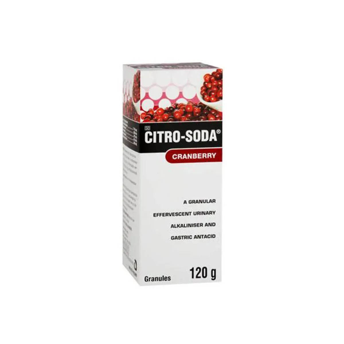 Front of Adcock Ingram Citro-Soda Cranberry effervescent granules 120 g on white background