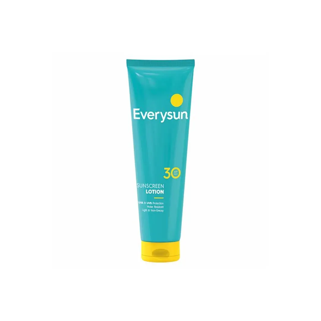 Front of Everysun Family SPF30 Sunscreen Lotion 100 ml tube on white background