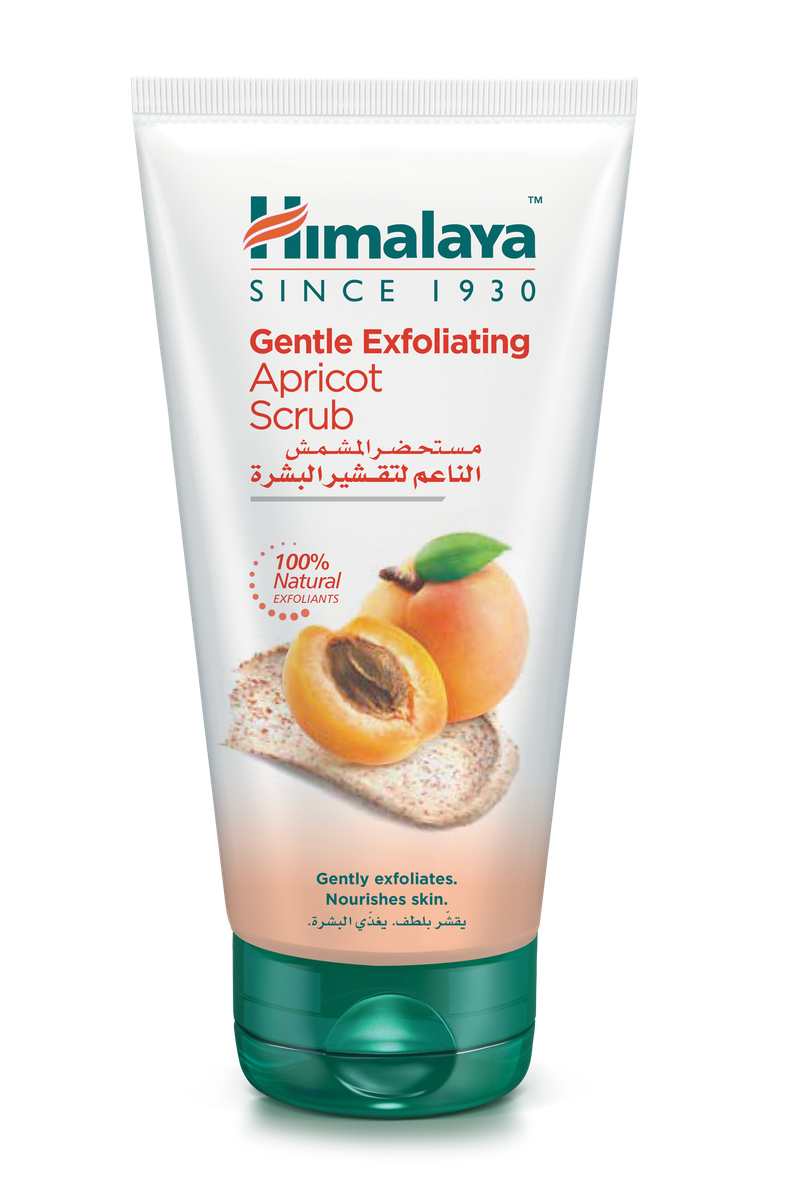 Front of Himalaya Gentle Exfoliating Apricot Scrub 150 ml tube on white background