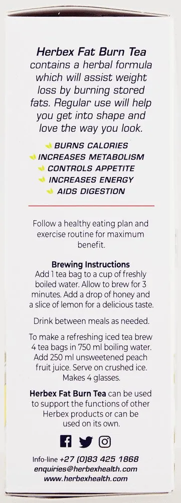 Herbex Fat Burn Honey Flavouring Herbal Tea 20pk