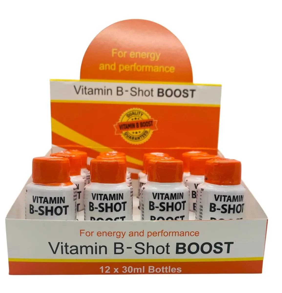 Display box of 12 x 30ml Vitamin B-Shot BOOST bottles