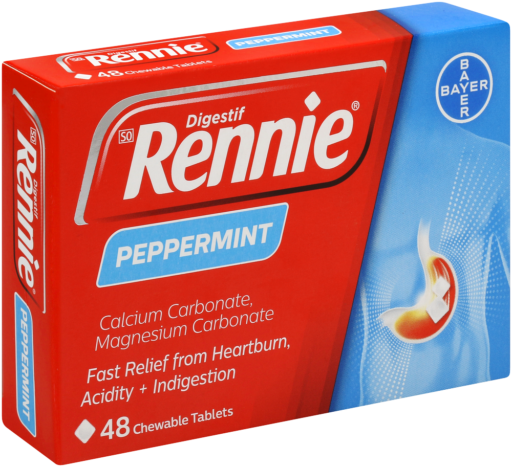 Rennie Peppermint Heartburn & Indigestion Chewable Tablets 48pk