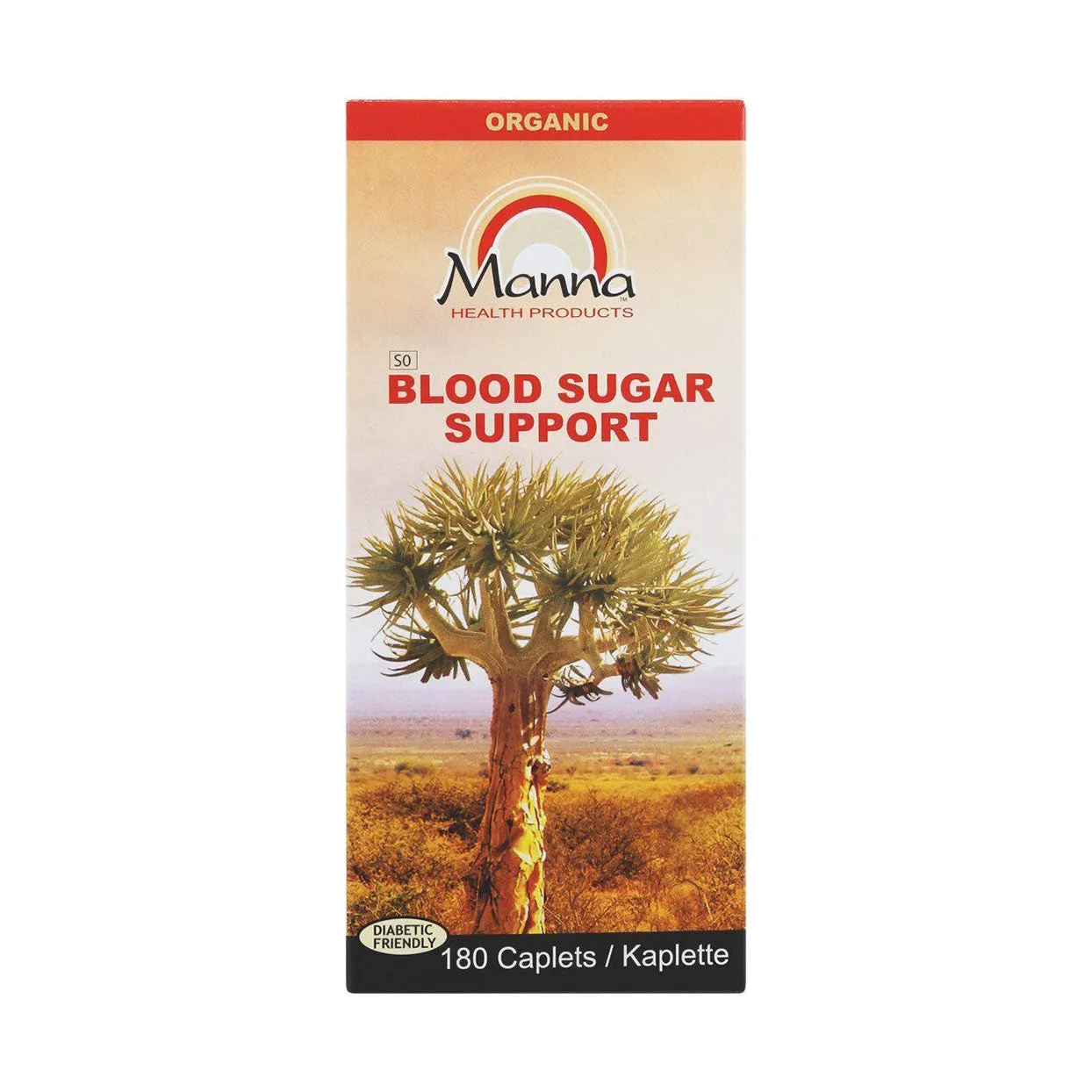 Front of Manna Blood Sugar Support 180 Caplets box