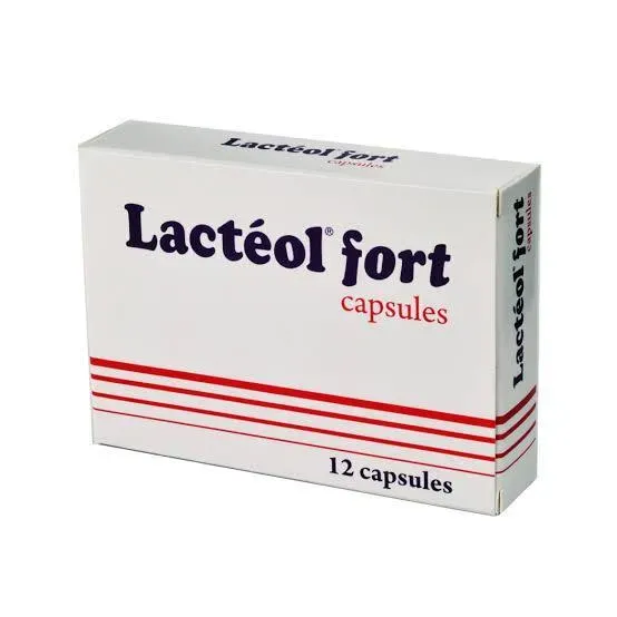 Angled view of Lacteol Forte Capsules 12s box