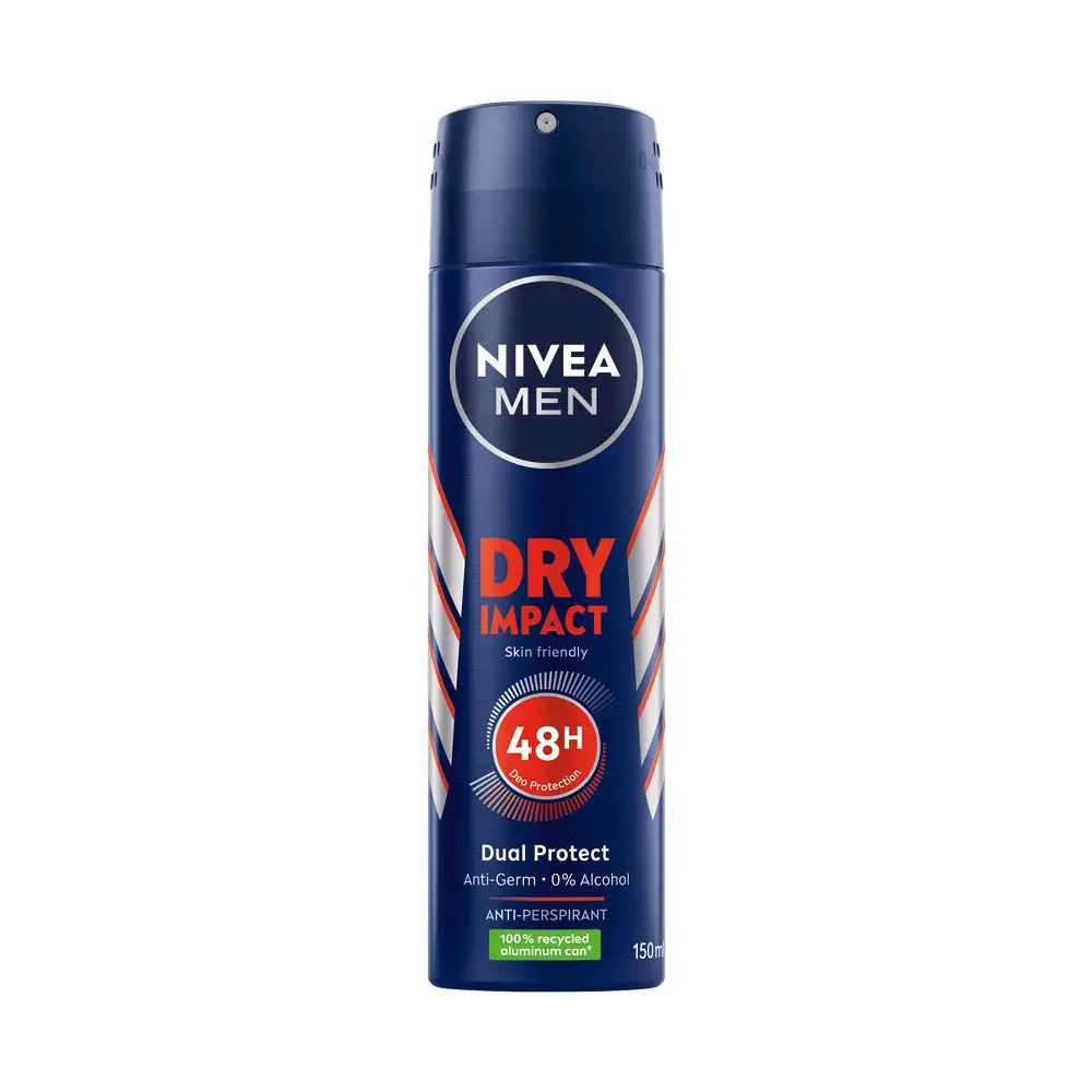 Front of NIVEA MEN Dry Impact Deo Dry Spray 150 ml can