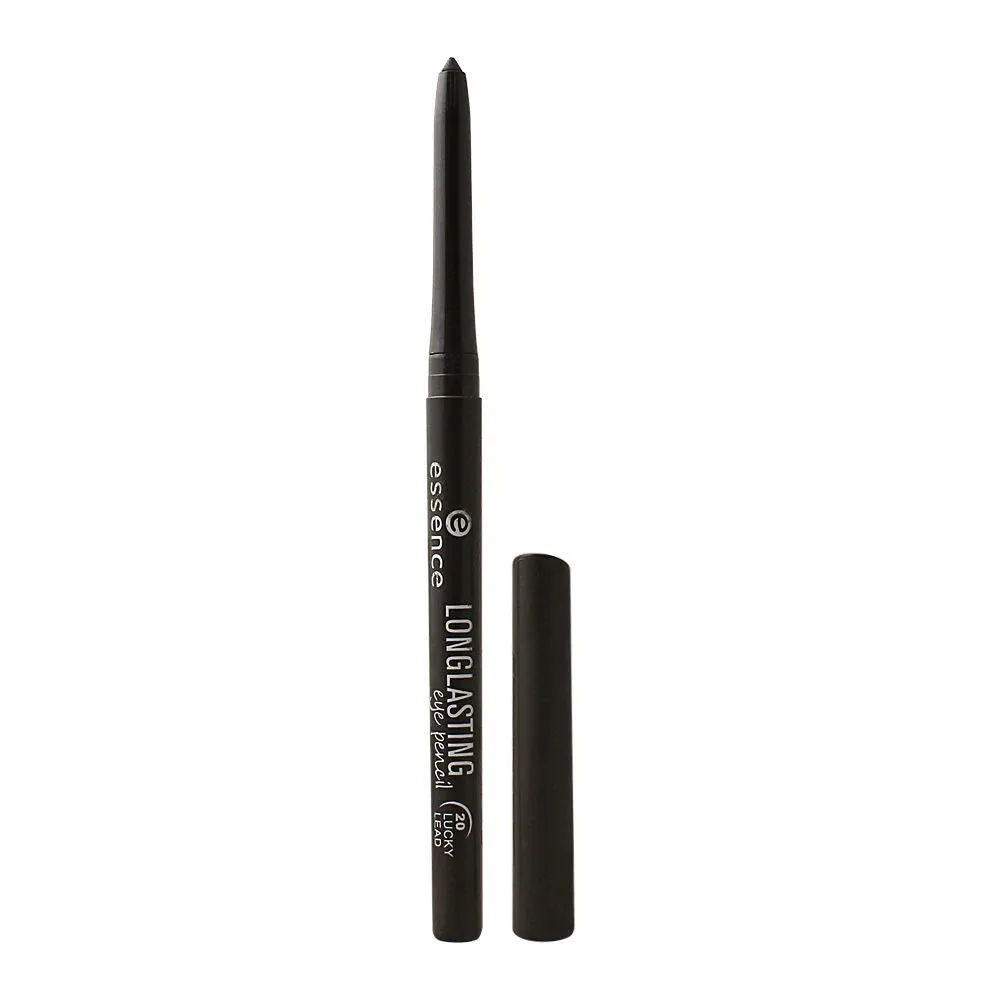 Essence Longlasting Eye Pencil 20 Lucky Lead, uncapped with cap beside it