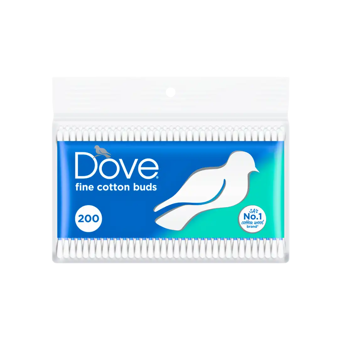 Front of Dove Fine Cotton Buds 200's pack