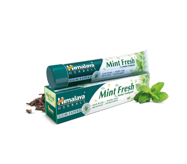 Front of Himalaya Herbals Mint Fresh Herbal Toothpaste 75ml box and tube