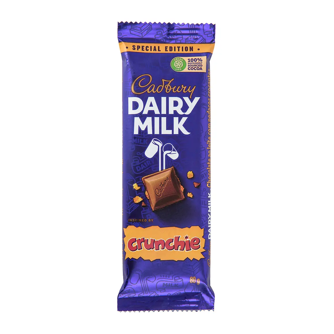 Front of Cadbury Dairy Milk Crunchie Special Edition chocolate 80 g