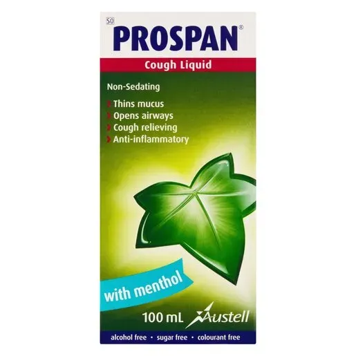Front of Prospan Cough Liquid Menthol 100 ml box