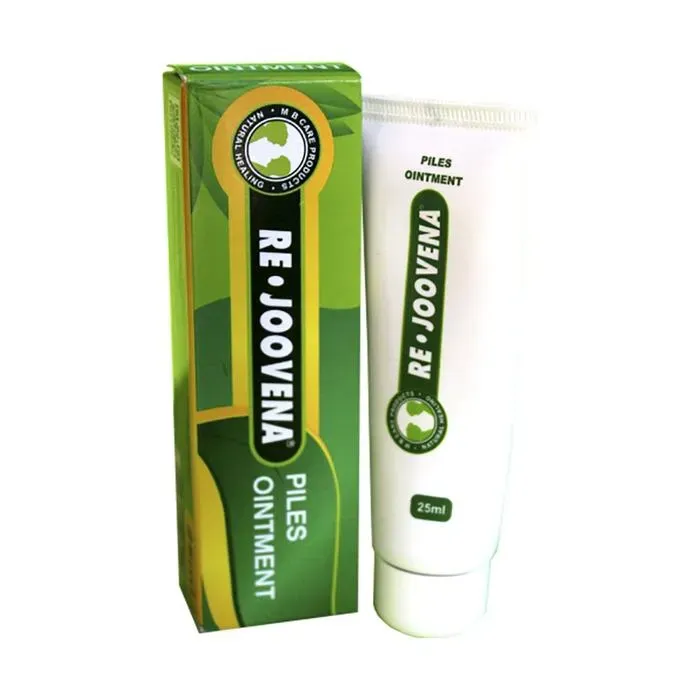 Front of Rejoovena Piles Ointment 25ml tube and box