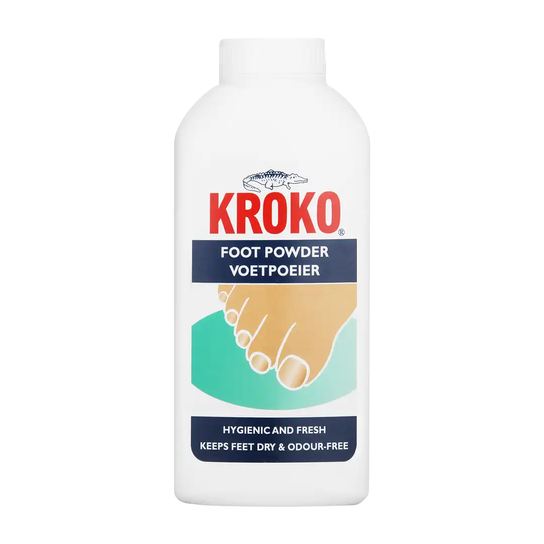 Front of Kroko Foot Powder 100g bottle on white background