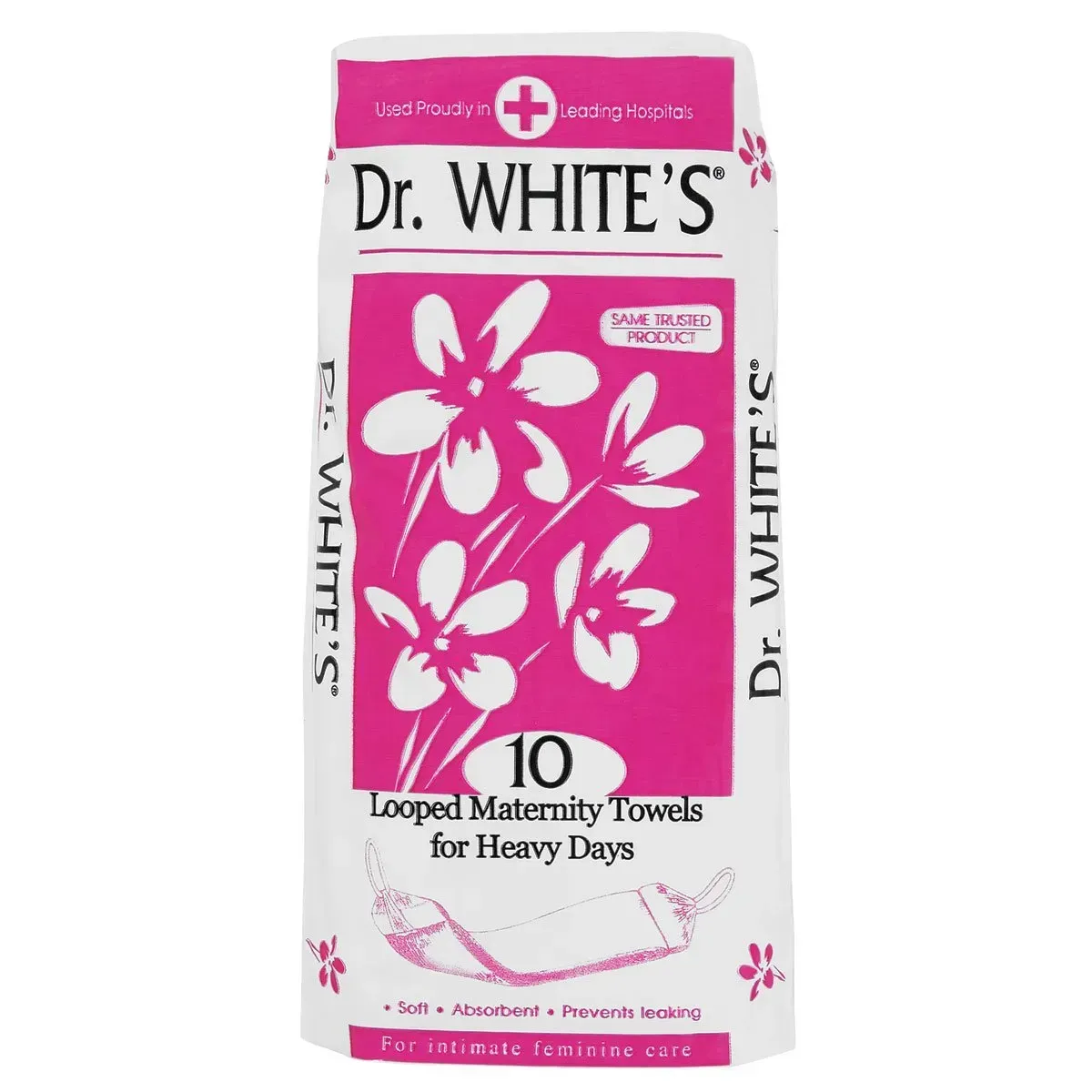 Front of Dr White's Maternity Pads 10's pack on white background