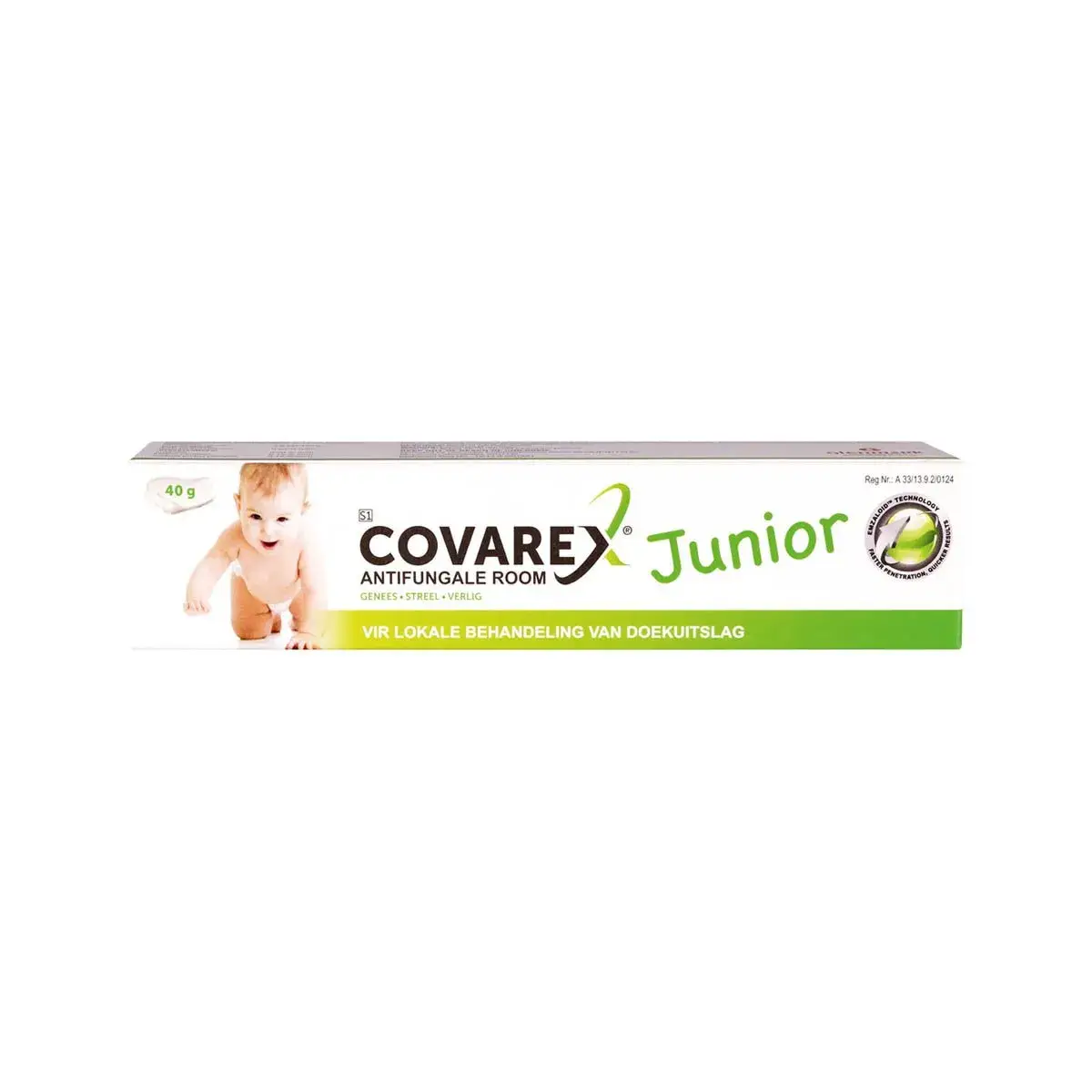 Front of Covarex Junior Antifungal Cream 40 g box, full view