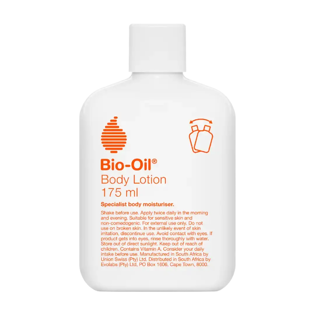 Front of Bio-Oil Body Lotion 175 ml bottle on white background