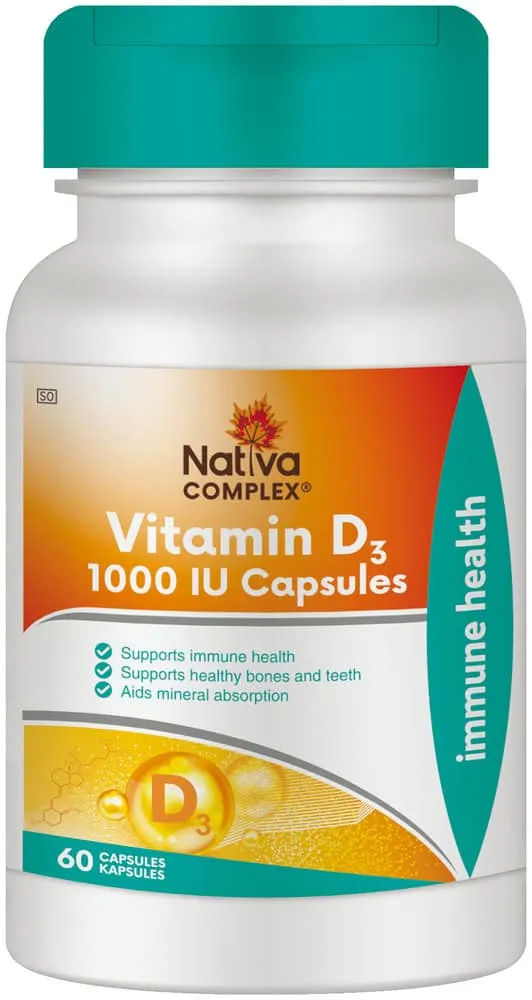 Nativa Complex Vitamin D3 1000IU Capsules 60pk