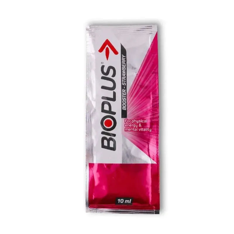 Front of Bioplus Booster Strawberry 10ml sachet