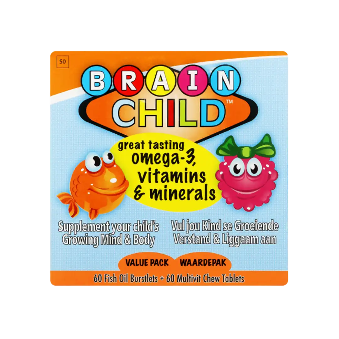 Front of Brain Child Multivitamin and Fish Oil Value Pack, 60 Fish Oil Burstlets + 60 Multivit Chew Tablets