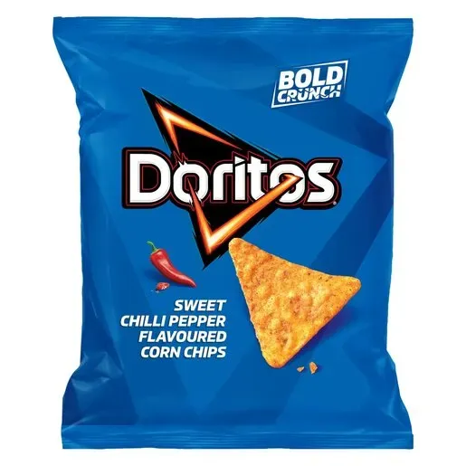 Front of Doritos Sweet Chilli Pepper Flavoured Corn Chips 45 g packet