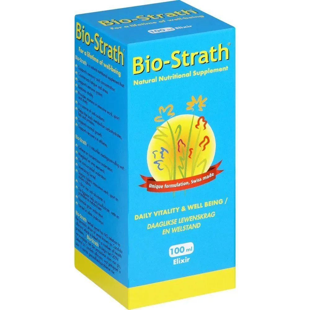 Angled front view of Bio-Strath Elixir 100 ml box