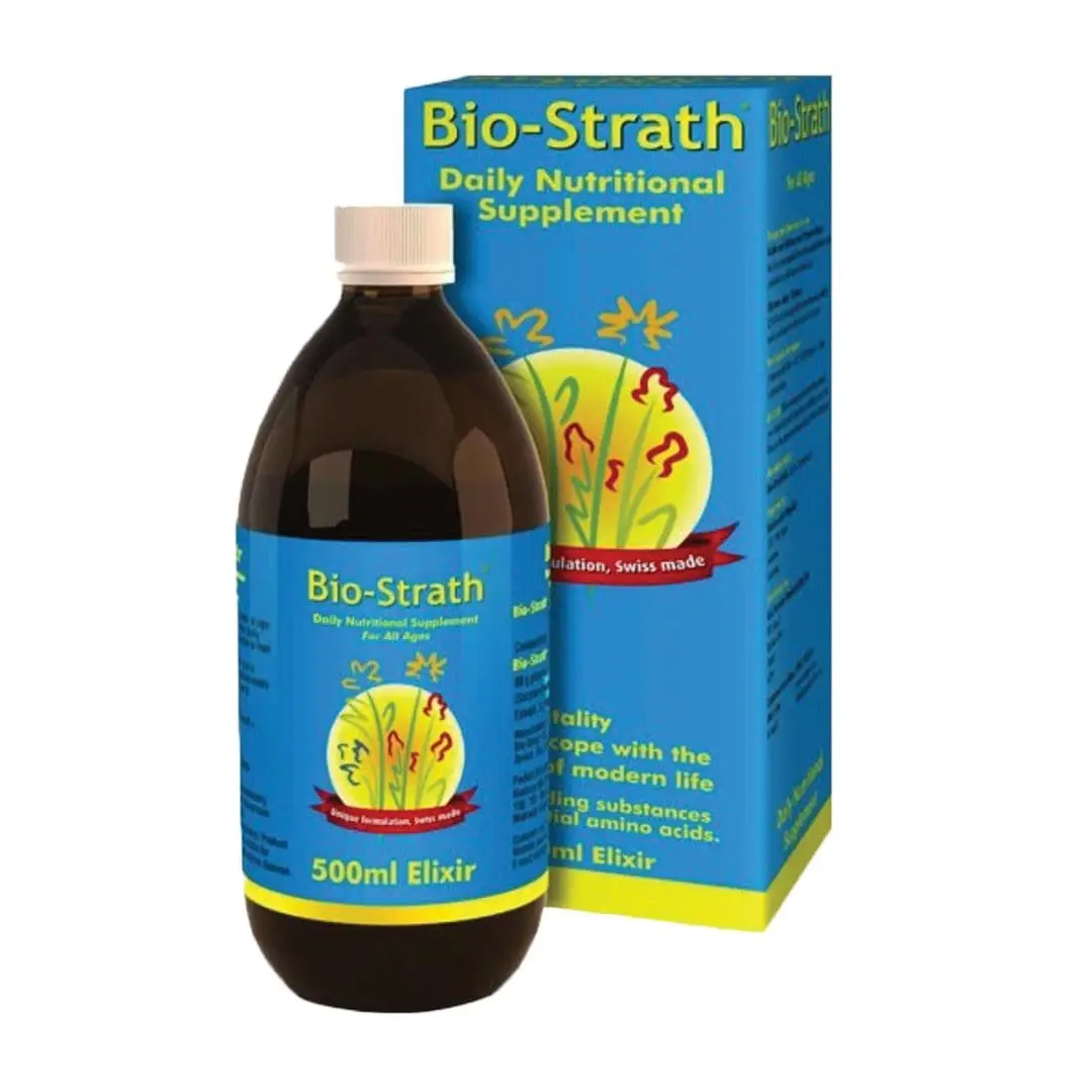 Bio-Strath Elixir 500ml bottle and box front view