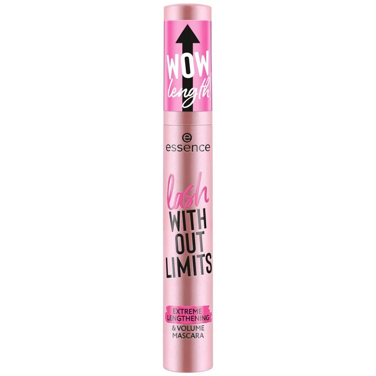 Front of Essence Lash Without Limits Extreme Lengthening & Volume Mascara tube