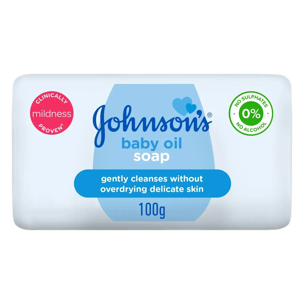 Front of Johnson's Baby Oil Soap 100 g bar