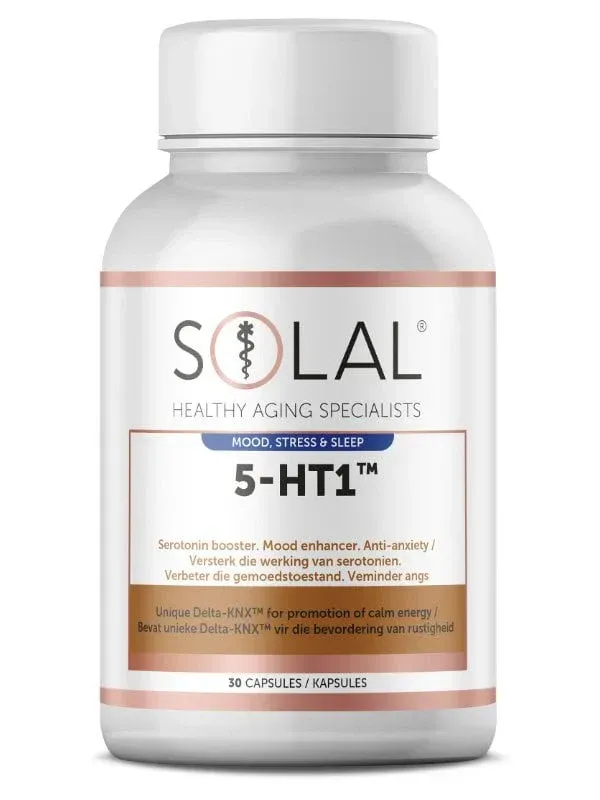 Front of Solal 5-HT1 Capsules 30 bottle