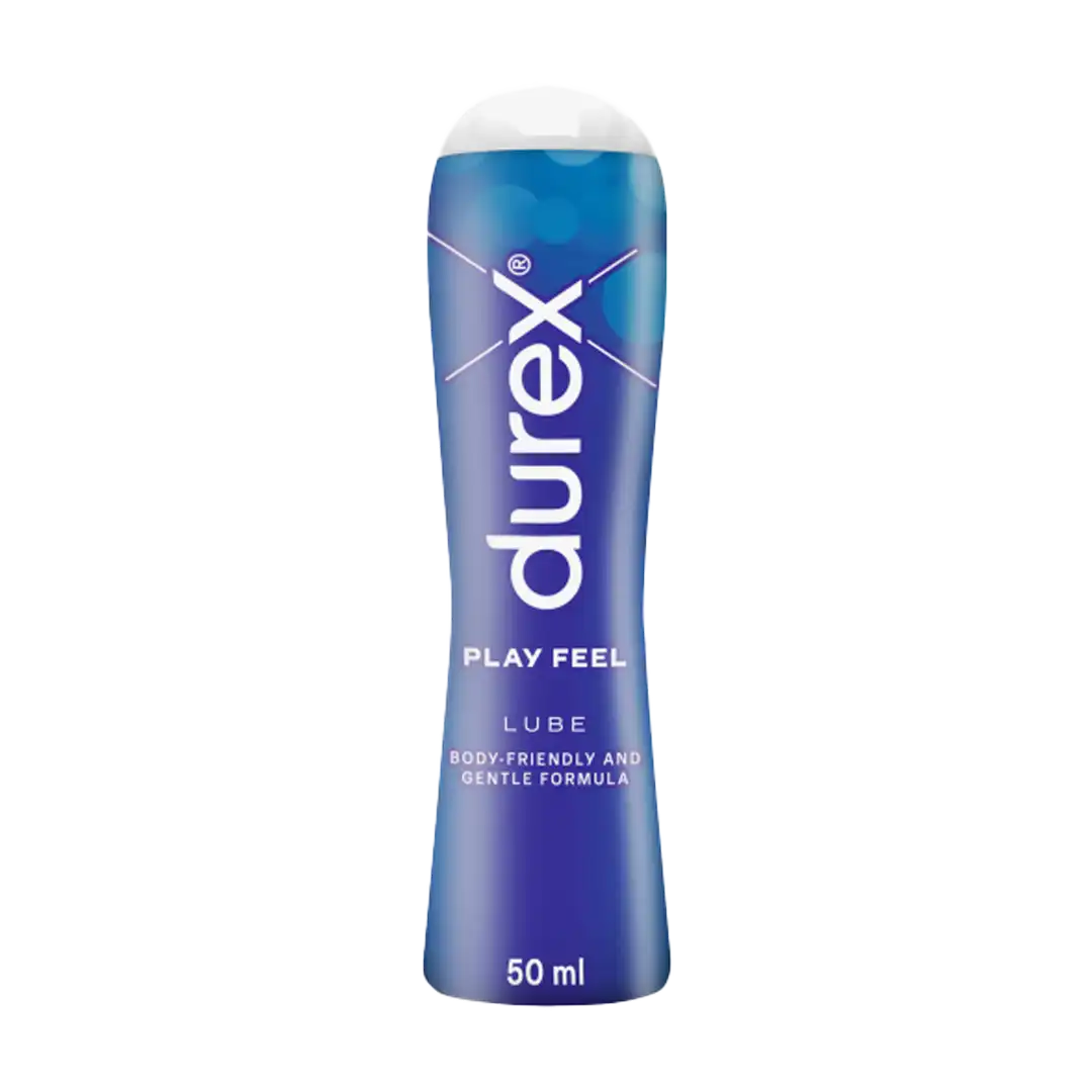 Front of Durex Play Feel Pleasure Lube 50 ml bottle on white background