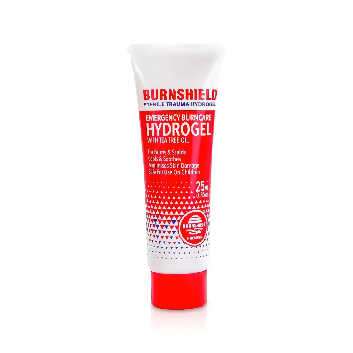 Front of Burnshield Emergency Burncare Hydrogel 25 ml tube, angled view