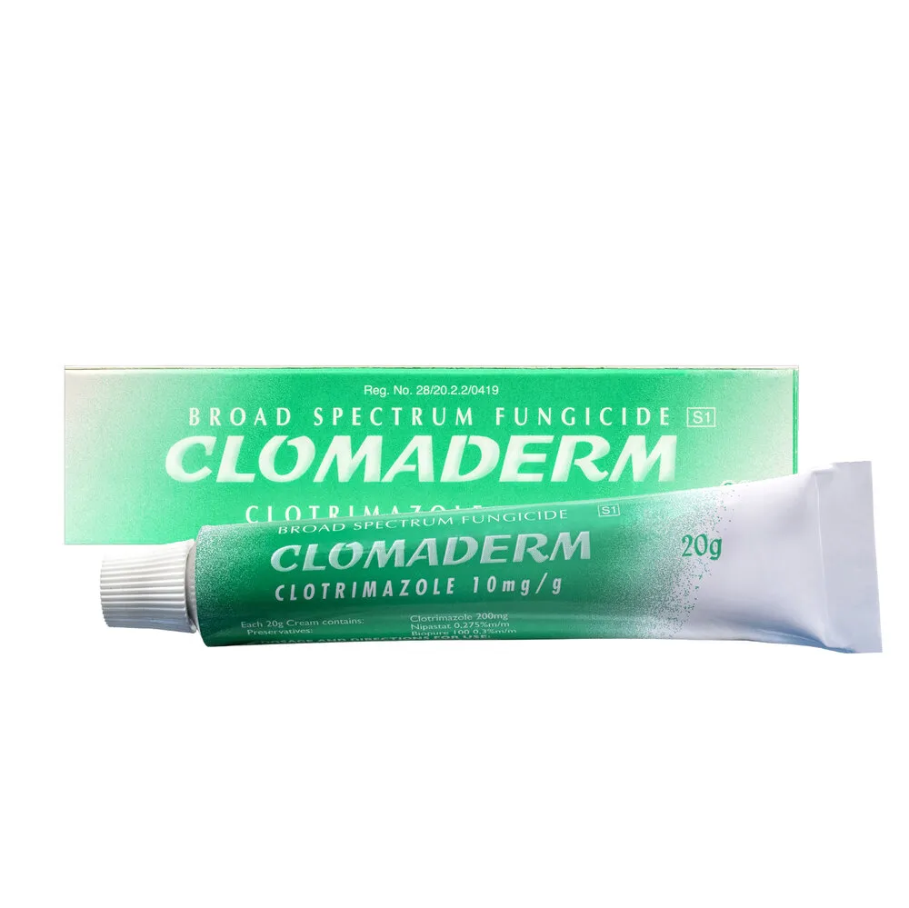 Front of Clomaderm Topical Cream 20g carton and tube