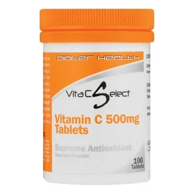 Front of Vitamin C Select Vitamin C 500mg Tablets 100 tablets bottle