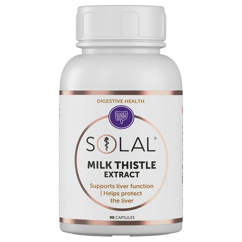 Front of Solal Milk Thistle Extract 90 Capsules bottle