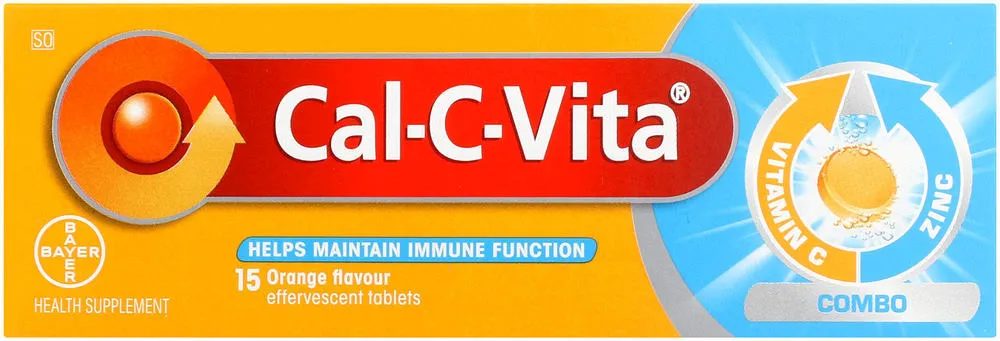 Cal-c-vita Combo Orange Flavour Immune Function Effervescent Tablets 15pk