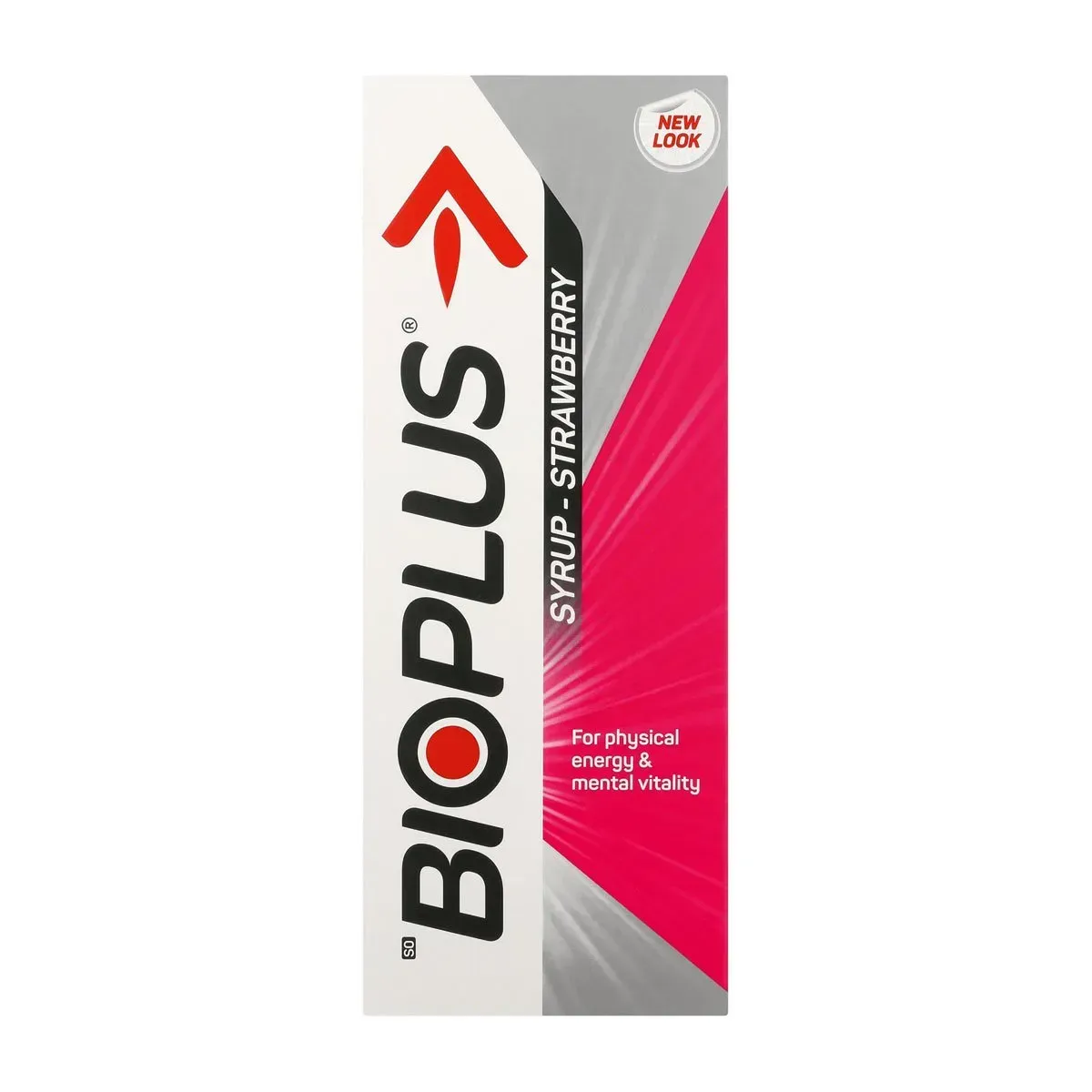 Front of Adcock Ingram BioPlus Syrup Strawberry 500 ml box on white background