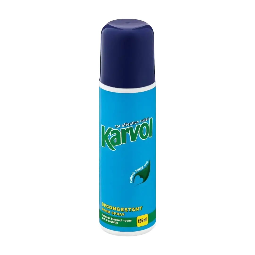 Front of Karvol Decongestant Room Spray 125 ml can on white background
