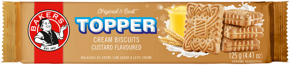 Bakers Topper Custard Flavoured Cream Biscuits 125g