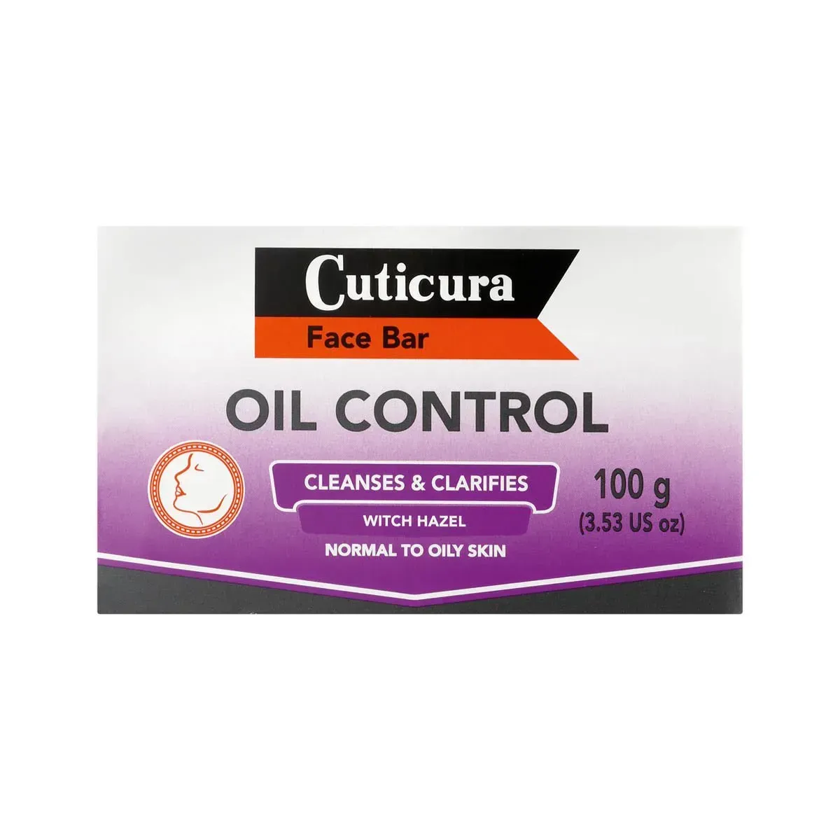 Front of Cuticura Oil Control Face Bar soap 100 g box