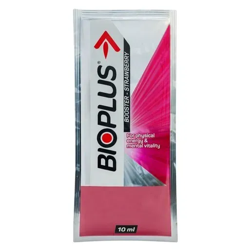 Front of Bioplus Booster Strawberry 10 ml sachet