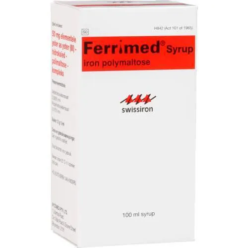 Front of Ferrimed Syrup 100ml iron polymaltose box