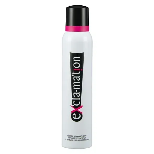 Front of Coty Exclamation Perfume Deodorant Spray 150ml can on white background