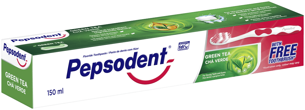 Pepsodent Green Tea Fluoride Toothpaste and Free Toothbrush 150ml