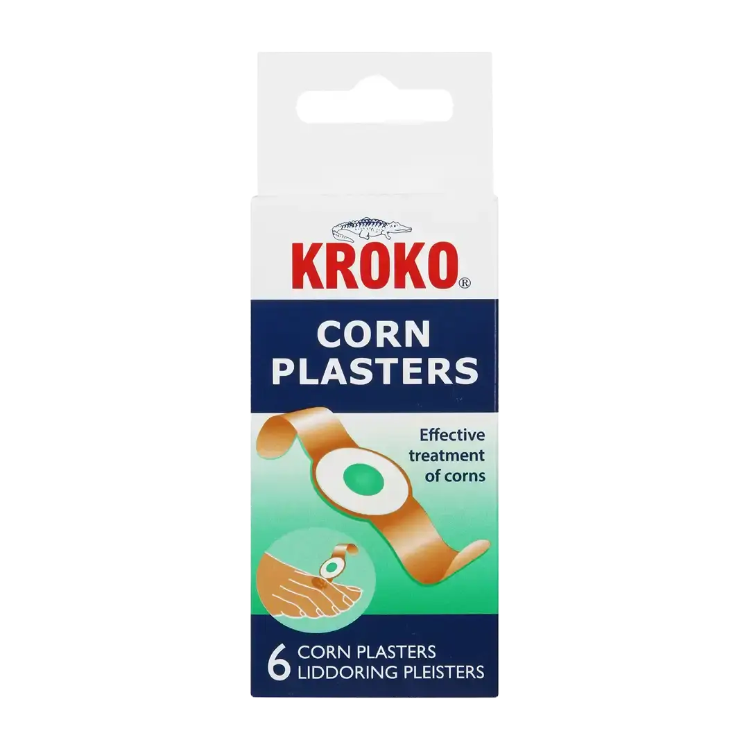 Front of Kroko Medicated Corn Plaster 6's box on white background